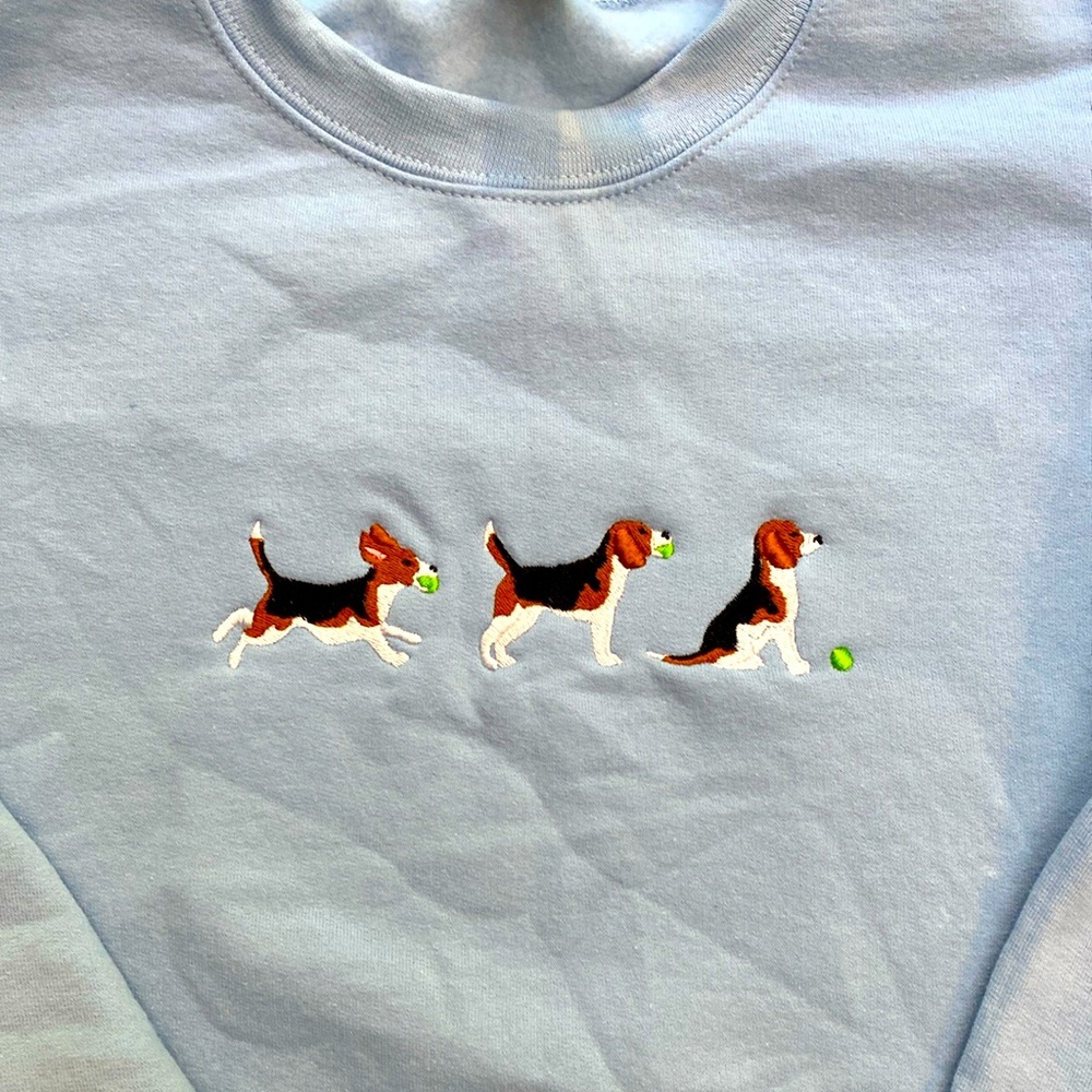 black lab with leash Embroidered Sweatshirt